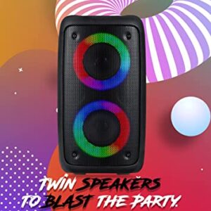 Zoook Twin Blaster Bluetooth Speaker 20 watts Karaoke Driver,USB,TF AUX Mic Input RGB lights 2400 Mah Battery/