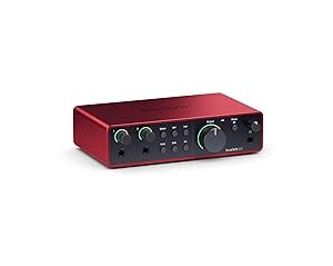 Focusrite Scarlett 2i2 4th Gen, USB audio interface for recording, composing, streaming, and podcaster –